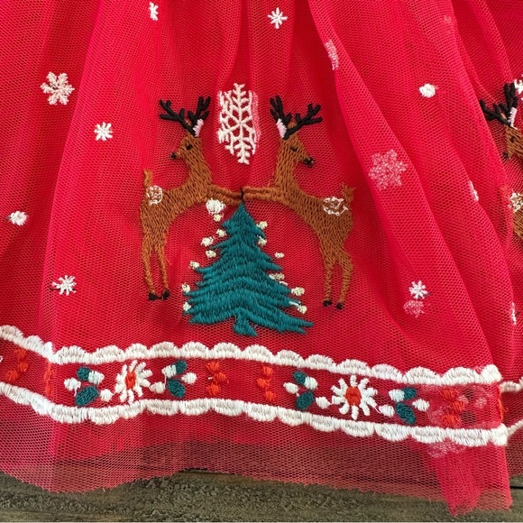 Hanna Andersson 80 18-24 months Red Reindeer Embroidered Dress Holiday Christmas - Picture 3 of 4